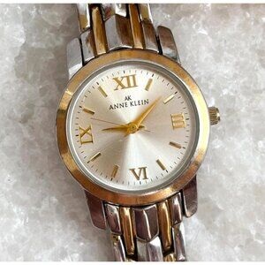 Dual Toned Anne Klein Round Bezel Ladies Vintage Wristwatch - 25mm - WORKS!